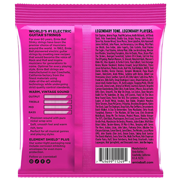 ERNIE BALL P03253 Super Slinky Classic RnR Pure Nickel 9-42 Elektro Tel Seti 3lü Paket